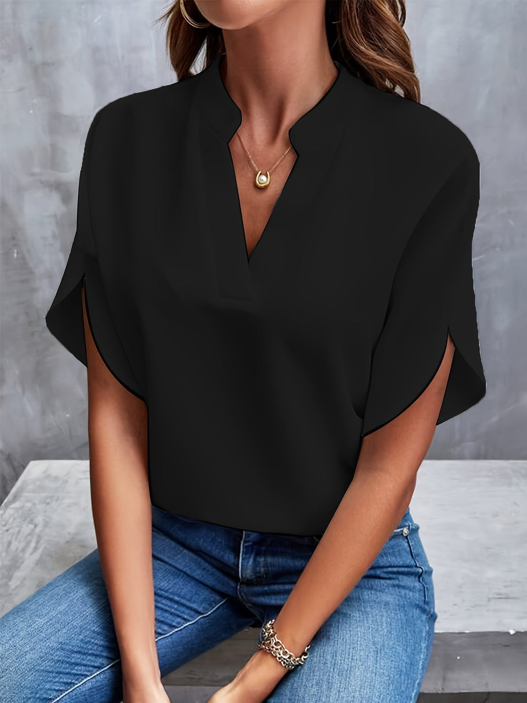 Melanie - Classic V-Neck Blouse