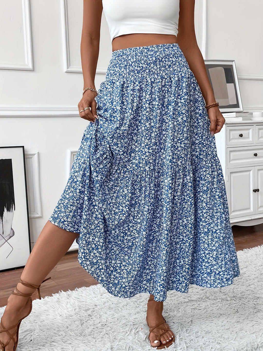 Malika – Tiered Floral Maxi Skirt